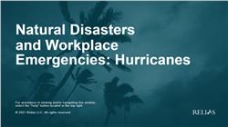 Natural Disasters and Workplace Emergencies: Hurricanes